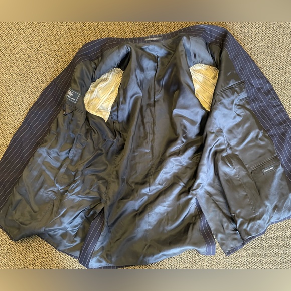 Polo Ralph Lauren Made in Italy Vintage Pin Stripe Wool Suit in Navy Size 46 R - Picture 9 of 16